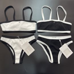 Designer gebreide zwempak vrouwen één stuk baden high-end s push-up bikinis letter print diamant ing sexy split zwempakken