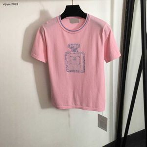 designer tricot T-shirt femme marque vêtements femmes été rose top mode géométrie logo chemise à manches courtes dames taille asiatique S-L 15 mars