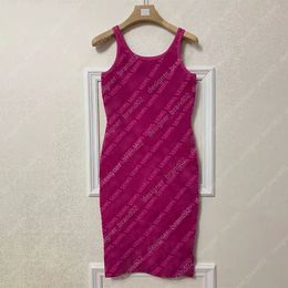 Chaleco de punto de diseñador, conjunto de vestidos de dos piezas para mujer, faldas de punto informales con estampado de letras a la moda, vestido de verano sin mangas