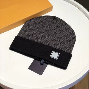 Bonnet à revers en laine tricoté de créateur, casquettes et chapeaux pour hommes et femmes, unisexe, mode de luxe, hiver, printemps, automne, automne, bonnets décontractés à carreaux, bonnets en acrylique gris