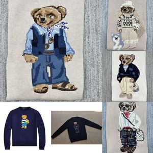Designer Knits RL Bear Sweater Heren Polo's Pullover Ronde hals Gebreide S Truien Lange mouw Casual Kerst Gedrukt Heren Aziatische maat s leeve maat