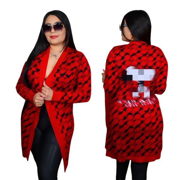 Diseñador de punto Cardigan suéter chaqueta de mujer rojo gris marrón abrigo de mujer chaqueta de pijama a cuadros abrigo de Tweed envío gratis