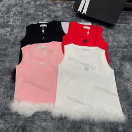 Designer gebreid vest dames tanktop T-shirt mouwloze tops gebreide mode meisjes 4 kleuren zoete trui