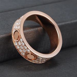 Diseñador Anillo de nudos Classic Luxury Diamond Ring para mujer Titanio Acero Joya de boda con compromiso de oro