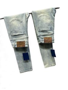 Designer ksubi jeans hommes l logo luxe slim fit jeans brasnd baril jeans jeans rock jeans rock jeans classiques l lettre imprime le style rétro bleu clair