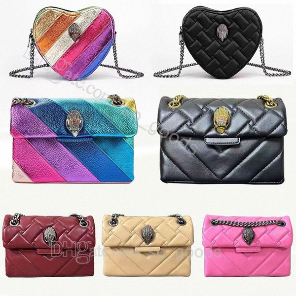 Kurt Geiger en forma de corazón London Leather Kensington Bag Women Crossbody Fahison Fahison Luxury Handbow Rainbow Clap Bolsas de colgilla W9im#