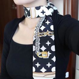 Designer L lettre foulard en soie foulard mode féminine longue poignée sac écharpe Paris épaule sac à dos bagages ruban foulard