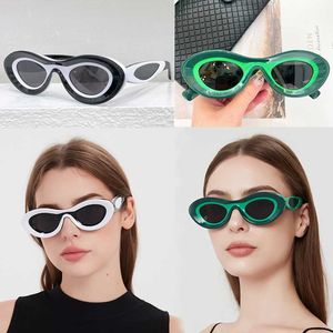 Gafas de sol de acetato de diseñador para mujer 712101 Gafas de sol con lentes protectoras UV400 con montura ovalada verde de moda para mujer Lunettes de soleil Designer pour femmes