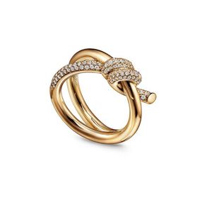 Bague de styliste avec nœud en corde et diamants pour femmes, bijoux classiques plaqués or, Rose, vente en gros, vente en gros