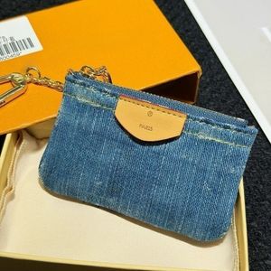 Designer dames portefeuilles mini denim portefeuilles kaarthouders kleine wisselzak hangende decoratie tas