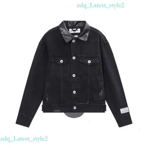 Designer Lanvin Hoodie Lanvins Lanvin High Quality Printed Leather Collar Long Sleeved Denim Jacket Unisex Casual Boyfriend Style 6744