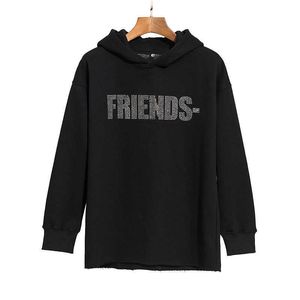 Diseñador Large Big V Originalhigh quality luxury Chao brand large diamond friends letter Hoodie casual para hombres y mujeres