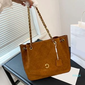 Bolso de mano de gran capacidad de diseñador, cadena de otoño e invierno, material de gamuza, diseño de diamantes, colocación informal a la moda