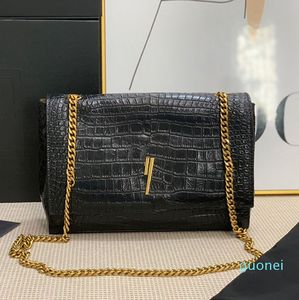 Designer-Large Chain Bag Messenger Crossbody Sacs Mode Deux Faces En Cuir Nubuck Noir Épaule Sac À Main Or Métal Carré Rabat Femmes Sacs À Main Cell Phone Purse Wa