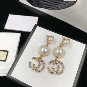 Ontwerper Grote Parel Dangle Hanger Oorbellen Diamant Mode-sieraden Huwelijkscadeau Earrings2024
