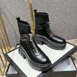 Botas Martin de gran tamaño de diseñador, con cabeza redonda de estilo británico, suela grande de PU, tacón grueso, otoño e invierno 5998