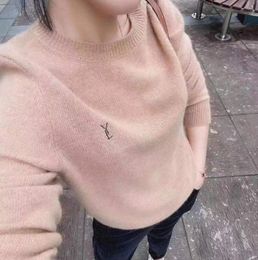 Ontwerper Laurent Puff Cashmere Sweater Dames losse ronde nektruien mode veelzijdige y borduurwerk bodem shirt pullover sweatshirts