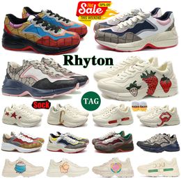 Chaussures de créateurs Chaussures décontractées rhyton baskets multicolor hommes femmes vintage chaussures plate-forme baskets beige hommes entraîneurs dames en cuir sneaker taille 35-45