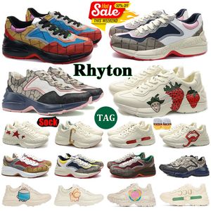 Designer schoenen Casual schoenen Rhyton Sneakers Multicolor Mens Dames Vintage Chaussures Platform Sneakers Beige Men Trainers Lederen Schoen Sneaker Maat 35-45