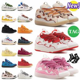 Designer Lavina Mesh tissé chaussures à lacets style années 90 extraordinaire en relief Paris cuir Lavin Curb baskets hommes femmes en cuir de veau nappa semelle plate-forme en caoutchouc logo