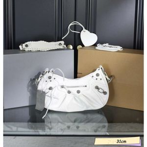 Designer Le Cagole Sac à bandoulière Veurs en cuir authentique Rivet Rivet Explosif Totes Coeur Miroir suspendu à main blanc Sac à main avec boîte avec boîte