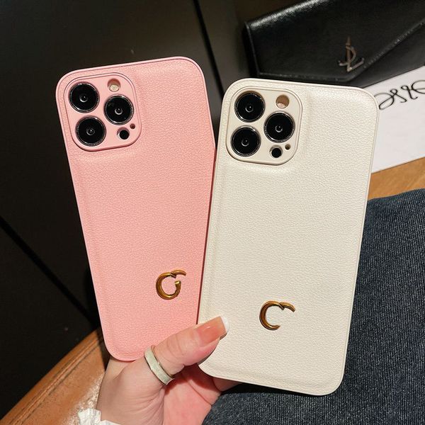 Designer cuir Apple Phone Case 14pro All Inclusive mode doux téléphone portable couvre lait thé couleur Premium Anti Drop Thin Phone Cases