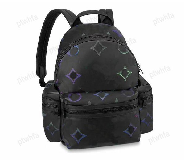 Mochila de cuero de diseñador Mochila Comet Black Borealis con 2 bolsillos laterales con cremallera Bolso de hombro de lujo Bolso cruzado