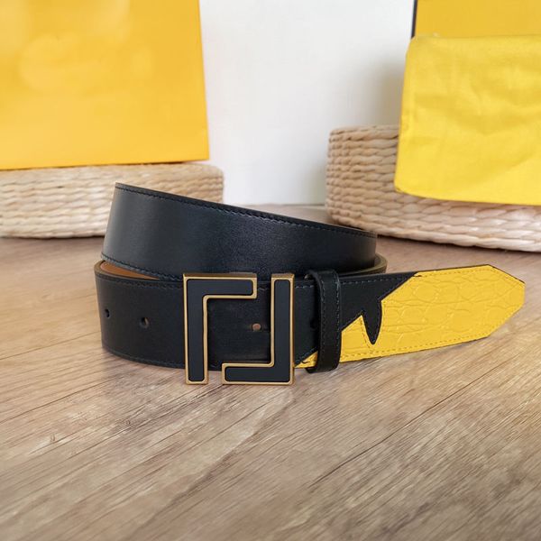 Ceinture en cuir de créateur pour hommes largeur 4.0cm ceintures de mode en acier grande boucle f hommes ceinture de luxe en peau de vache véritable