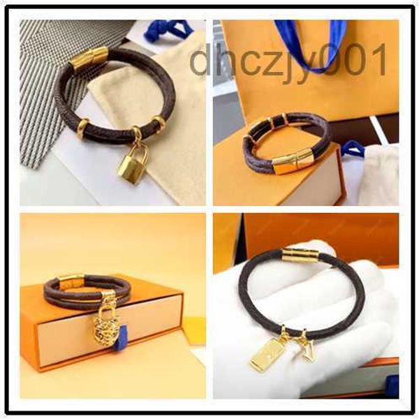 Pulsera de cuero de diseñador para hombre Mujer Marca Joyería de lujo Pulseras con cierre de oro Hombres Colgante Tigre Mujer 17 cm 19 cm 21 cm B3QM 666D 666D