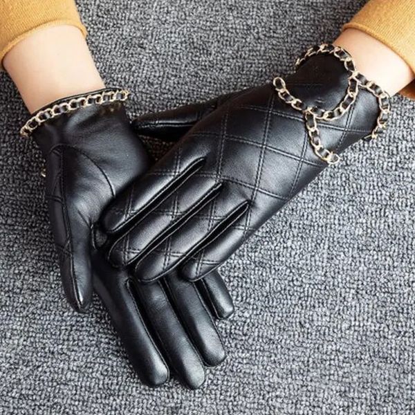 Gants de moto en cuir à cinq doigts pour femmes, de styliste, en peau de mouton, de marque de luxe, nouvelle collection d'automne