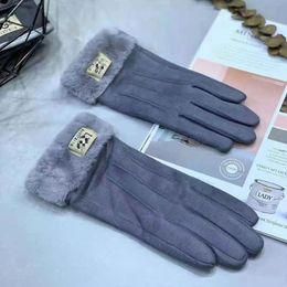 Designer en cuir cinq doigts gants femmes hommes courts enleceau épaissis épaissis gants de haute qualité vintage gants de protection simples à la mode solides UG03