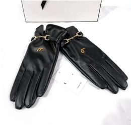 Gants de styliste en cuir à cinq doigts pour femmes, gants courts en polaire épais, gants de protection simples et Vintage