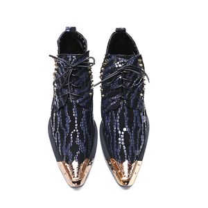 Designer-leer Motorfiets Cowboy Schoenen Mannen Snake Skin Laarzen Jurk Schoenen