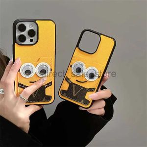 Cas de téléphone en cuir de concepteur pour iPhone 13 14 15 Pro Max 15pro 14pro 13pro Designers Cartoon Print Cover Luxury Mobile Shell L Protection Case