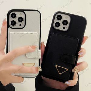 Designer lederen portemonnee telefoonhoesjes voor iPhone 15 Pro Max 14 13 12 11 14pro 14promax 13promax 12promax P Fashion achterkant hoesje kaarthouder zak portemonnee luxe shell