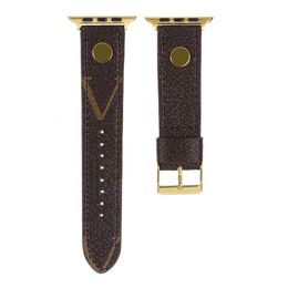 Designer lederen horlogeband voor Iwatch Band 38mm 40mm 41mm 42mm 44mm 45mm Letters Smart Strap