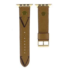 Sangle de montre en cuir designer pour bande iwatch 38 mm 40 mm 41 mm 42 mm 44 mm 45 mm Lettre de sangle intelligente