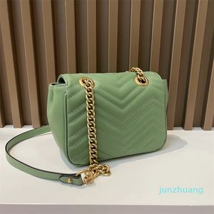 Designer - cuir femme sac à main sacs à bandoulière sac à main avec chaîne vert rose couleur mode luxe zig zag gros 2023