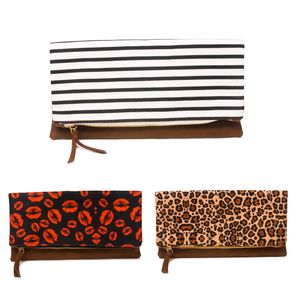 Designer-Leopard Foldover Clutch Wholsesale Blanks Patchwork Rouge Lèvres Jour Embrayage Rayé Femmes Sac À Main Pliable en 3 couleurs DOM1061082