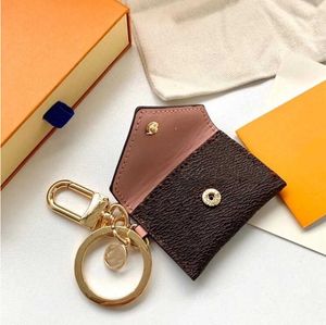 Designer Letter Wallet Keychain Keyring Fashion Turne Hanger Auto -keten Charm Bruine Flower Mini Bag Trinket Geschenken Accessoires No Box001