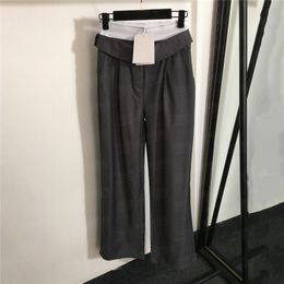 Letter Webbing Splicing Suit Pak Pants Designer Damesbroeken Hoge taille losse lange broek voor vrouw