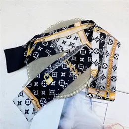 Designer Lettres Imprimer Floral Soie Foulard Bandeau pour Femmes Mode Longue Poignée Sac Foulards Paris Épaule Fourre-Tout Bagages Ruban Head Wraps 112-8CM 01