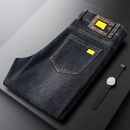 Designer Light Luxury Jeans pour hommes de haute qualité lavé tissu épaissi Monster Eyes lettre top ligne patch imprimé moto couleur rétro stretch pantalon décontracté