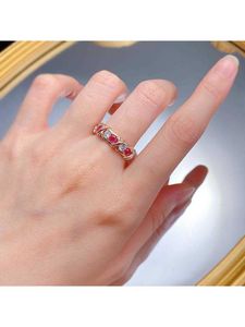 Designer Light Luxury Instagram Style Brand Cross Full Diamond Open Ring Dames Blue Set Pink Crystal G35s