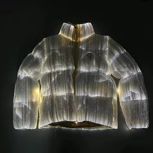 Designer Lights Puffer Jacket Lichtgevend Sanskriet Letters Palm Donsjack met lange mouwen Opstaande kraag Jas voor Heren Dames Glasvezel Puffer Monc