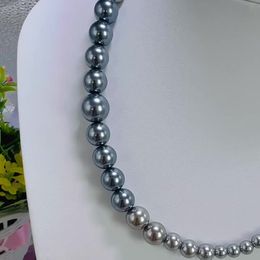 Diseñador Lin Zhou, collar de perlas de vidrio gris de alta gama de estilo antiguo de Tahití, color original Instagram, collar de sensación de alta gama para banquetes de nicho
