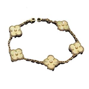 Bracelet de chaîne à maillons de créateur trèfle à quatre feuilles pour femmes, bijoux en or à la mode U6 1332v