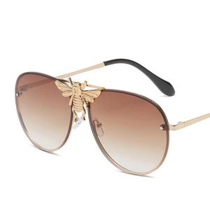 Designer petite abeille lunettes de soleil monture en métal lentille ovale UV400 pilote classique rétro lunettes anti UV unisexe hommes et femmes communes