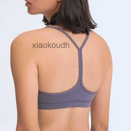 Diseñador ll-tops sexy femenino de yoga deportivo flujo de ropa interior sujetador en forma de Y con almohadilla de cofre sujetas deportivas suaves de color sólido