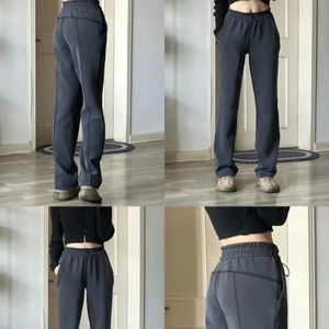designer LL Yoga Softstreme Pantalon Split-Hem Longue Dames Taille Haute Tissu Doux Pantalon De Jogging Droit Montre Jambes Yoga Fitness